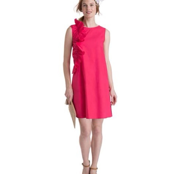 VINEYARD VINES Ruffle A-Line Shift Mini Dress Pink Punch - Picture 1 of 6